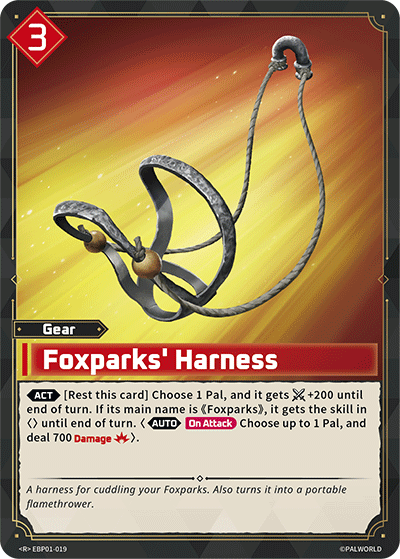 Foxparks' Harness — Palworld TCG Gear card