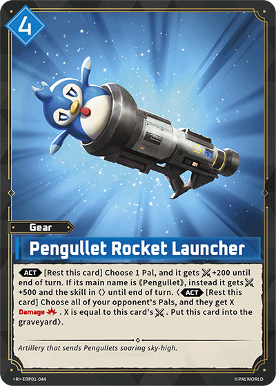 Pengullet Rocket Launcher — Palworld TCG Gear card