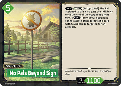 No Pals Beyond Sign — Palworld TCG Structure card