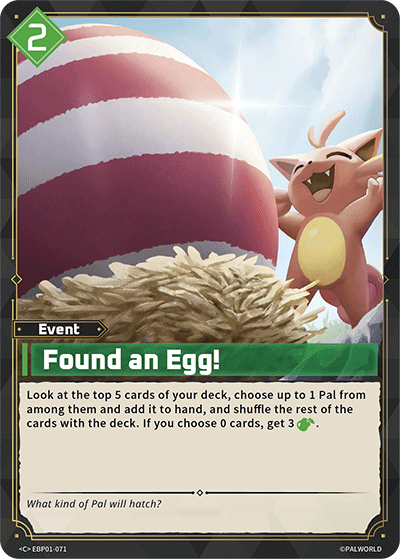 Found an Egg! — Palworld TCG Event card