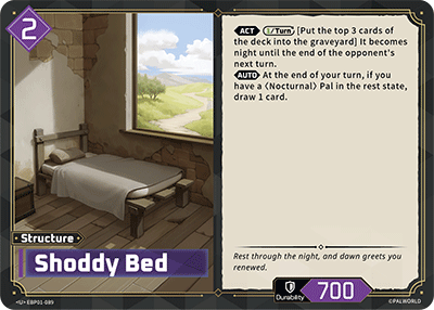 Shoddy Bed — Palworld TCG Structure card