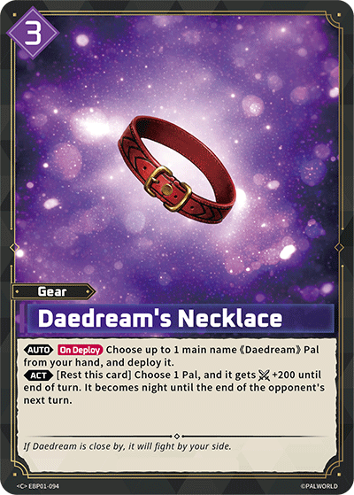 Daedream's Necklace — Palworld TCG Gear card