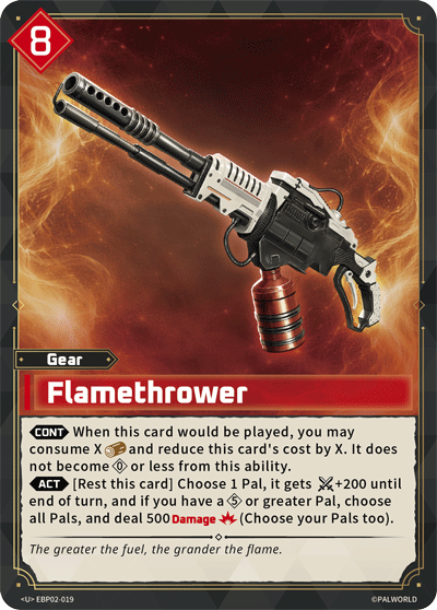 Flamethrower — Palworld Official Card Game Gear card (EBP02-019)